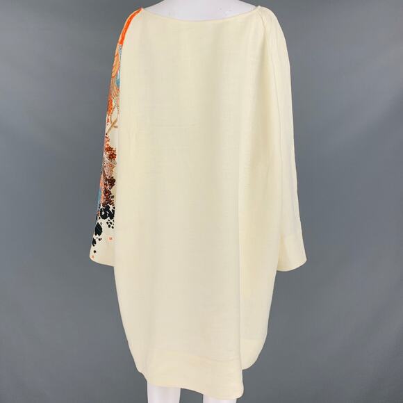 DRIES VAN NOTEN Size S Cream Multi Color Linen Abstract Floral Oversized Dress - Picture 3 of 10